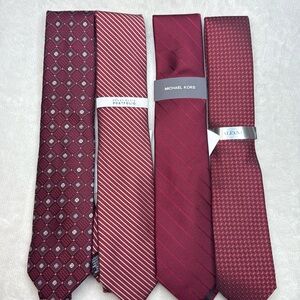Men’s Red Tie Bundle- Perry Ellis, Michael Kors and Alfani Ties